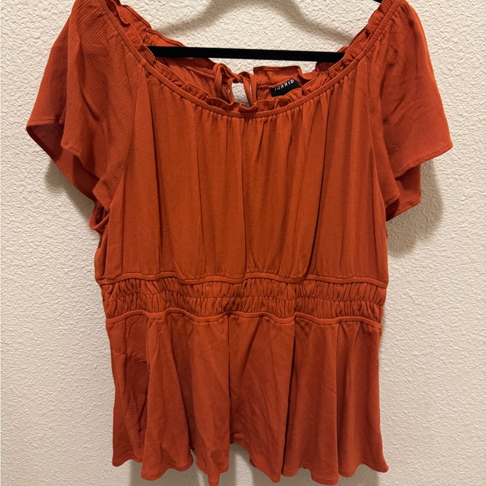 Torrid Rust Orange Short Sleeve Blouse